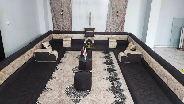 طقم مجلس كامل أسود وبيج
